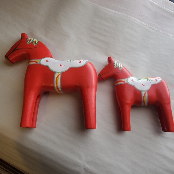 Swedish wooden horses. Set of 2. Hand painted. Deco. - Picture 2 of 7